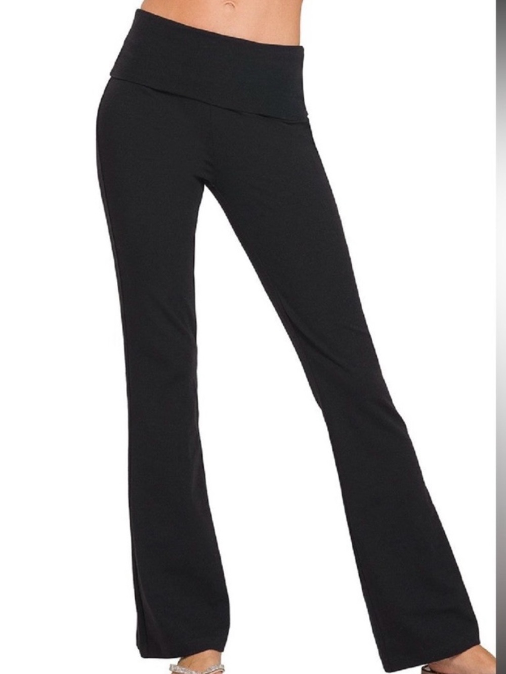 Zenana Outfitters Black Boot Cut Fold-Over Waist Pants